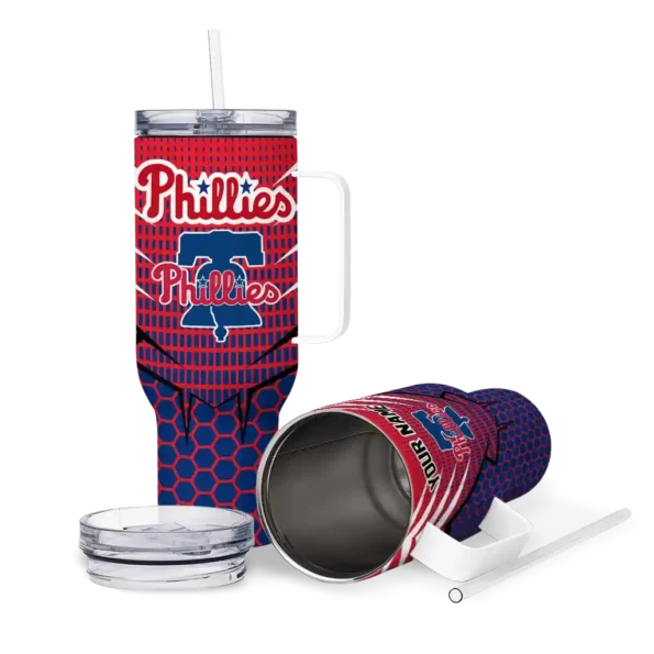 personalized philadelphia phillies hex texture blue curved tumbler high quality 1.webp