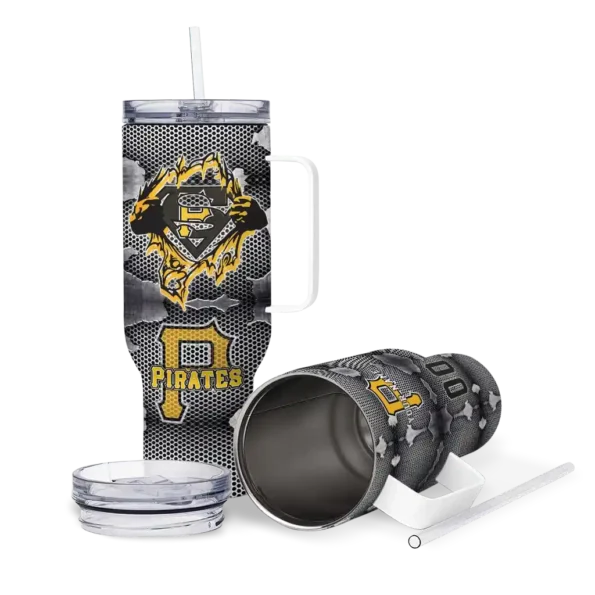 personalized pittsburgh pirates superman shield black gray curved tumbler high quality 1.webp
