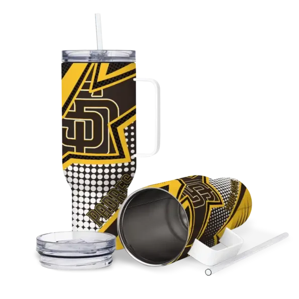 personalized san diego padres arrow burst brown curved tumbler high quality 1.webp