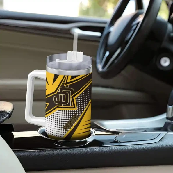 personalized san diego padres arrow burst brown curved tumbler trendy 1.webp