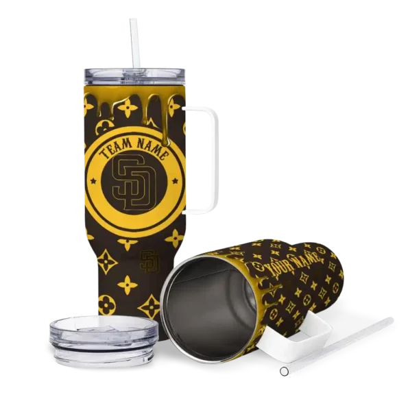 personalized san diego padres bullseye drips brown curved tumbler high quality 1.webp