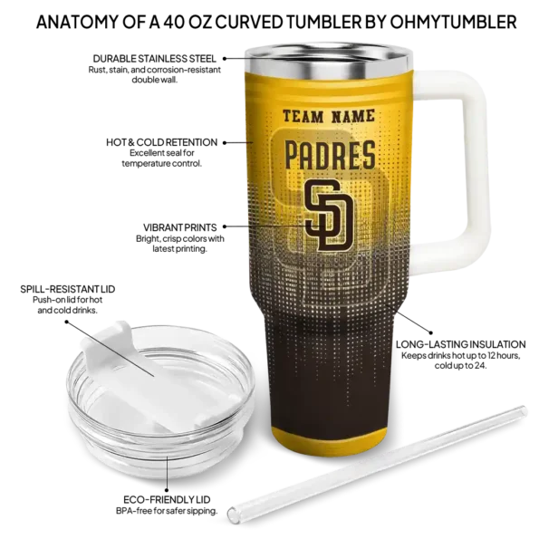 personalized san diego padres gradient dots brown curved tumbler new arrival 1.webp