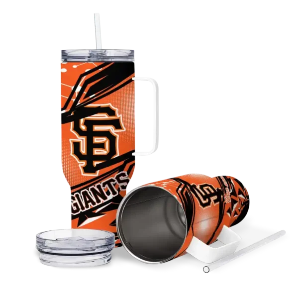 personalized san francisco giants abstract paths orange curved tumbler high quality 1.webp