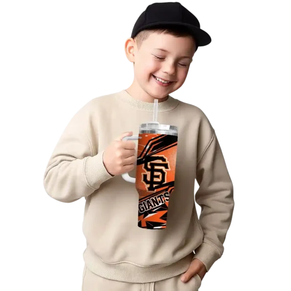 personalized san francisco giants abstract paths orange curved tumbler latest model 1.webp