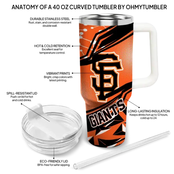 personalized san francisco giants abstract paths orange curved tumbler new arrival 1.webp