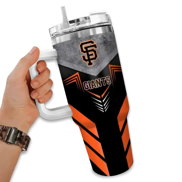 personalized san francisco giants arrow armor orange black curved tumbler fashion forward 1.webp