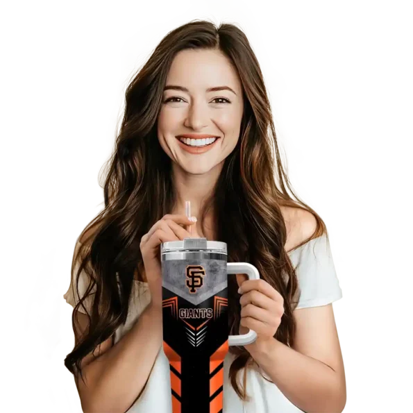 personalized san francisco giants arrow armor orange black curved tumbler premium grade 1.webp