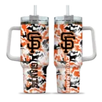 personalized san francisco giants camo mashup orange white curved tumbler best selling 1.webp