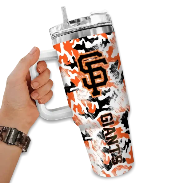 personalized san francisco giants camo mashup orange white curved tumbler fashion forward 1.webp