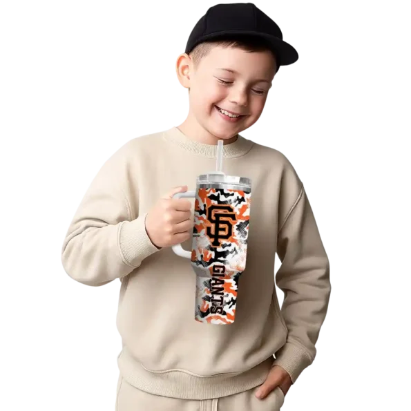 personalized san francisco giants camo mashup orange white curved tumbler latest model 1.webp