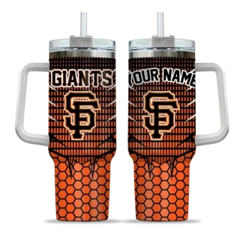 personalized san francisco giants hex texture orange curved tumbler best selling 1.webp