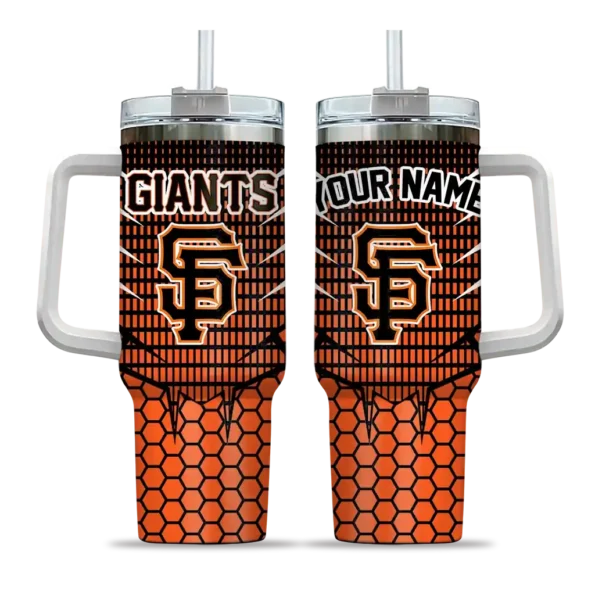 personalized san francisco giants hex texture orange curved tumbler best selling 1.webp
