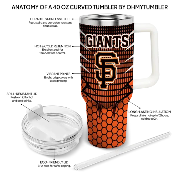 personalized san francisco giants hex texture orange curved tumbler new arrival 1.webp