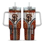 personalized san francisco giants leopard zipper orange curved tumbler best selling 1.webp