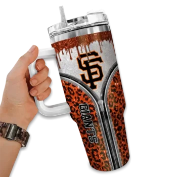 personalized san francisco giants leopard zipper orange curved tumbler fashion forward 1.webp
