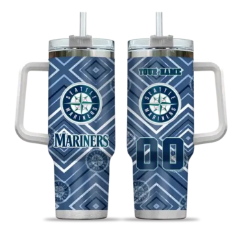 personalized seattle mariners bold diamonds navy blue curved tumbler best selling 1.webp