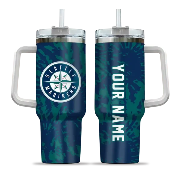 personalized seattle mariners burst swirl navy blue curved tumbler best selling 1.webp