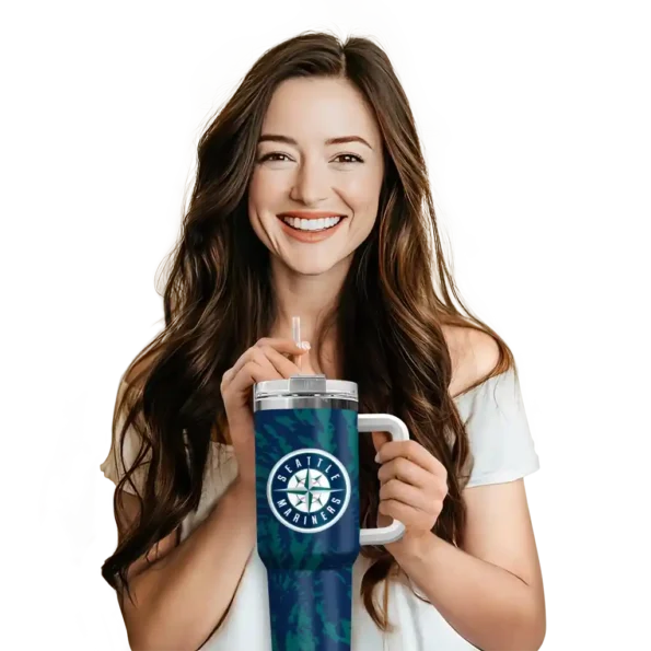 personalized seattle mariners burst swirl navy blue curved tumbler premium grade 1.webp