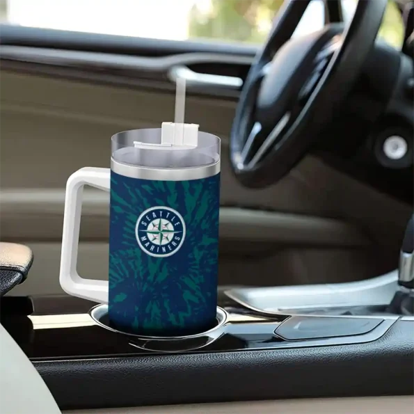 personalized seattle mariners burst swirl navy blue curved tumbler trendy 1.webp