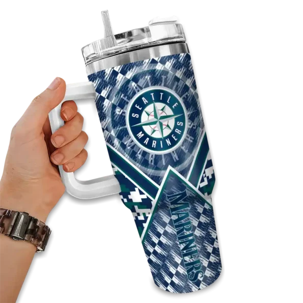 personalized seattle mariners chevron angle navy blue curved tumbler fashion forward 1.webp