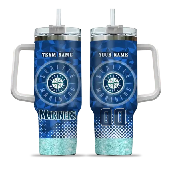 personalized seattle mariners geometric prism navy blue curved tumbler best selling 1.webp