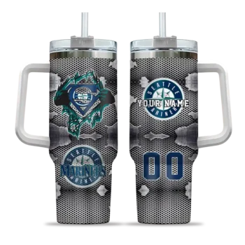 personalized seattle mariners superman shield navy blue gray curved tumbler best selling 1.webp
