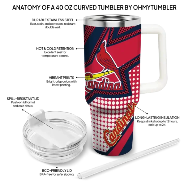 personalized st louis cardinals arrow burst red curved tumbler new arrival 1.webp