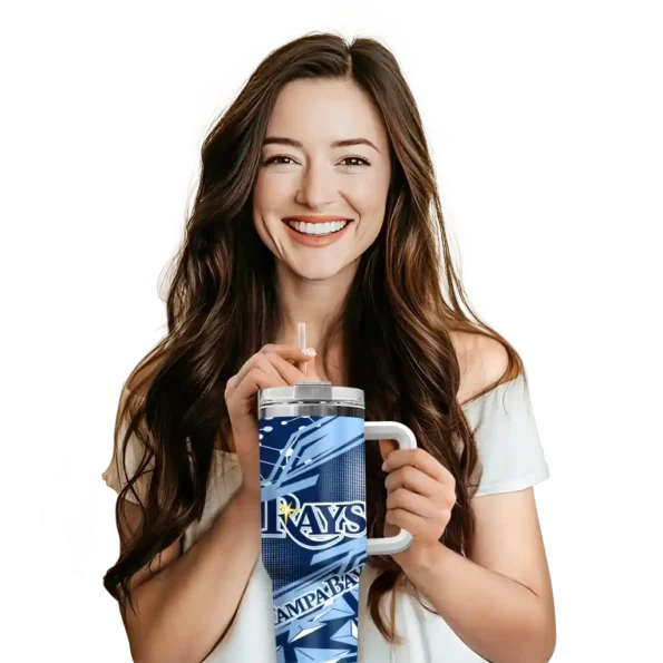 personalized tampa bay rays abstract paths navy curved tumbler premium grade 1.webp