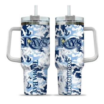 personalized tampa bay rays camo mashup navy white curved tumbler best selling 1.webp