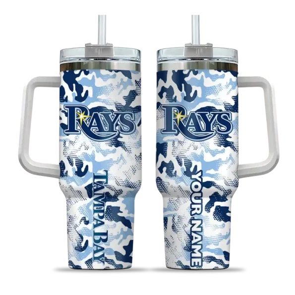 personalized tampa bay rays camo mashup navy white curved tumbler best selling 1.webp