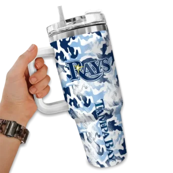 personalized tampa bay rays camo mashup navy white curved tumbler fashion forward 1.webp
