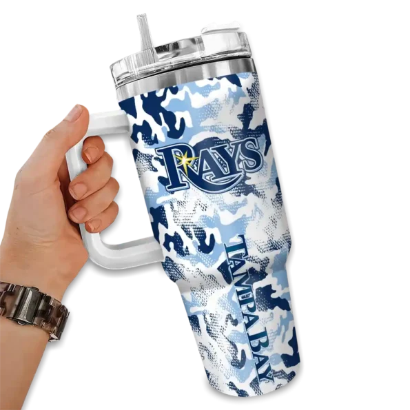 personalized tampa bay rays camo mashup navy white curved tumbler fashion forward 1.webp
