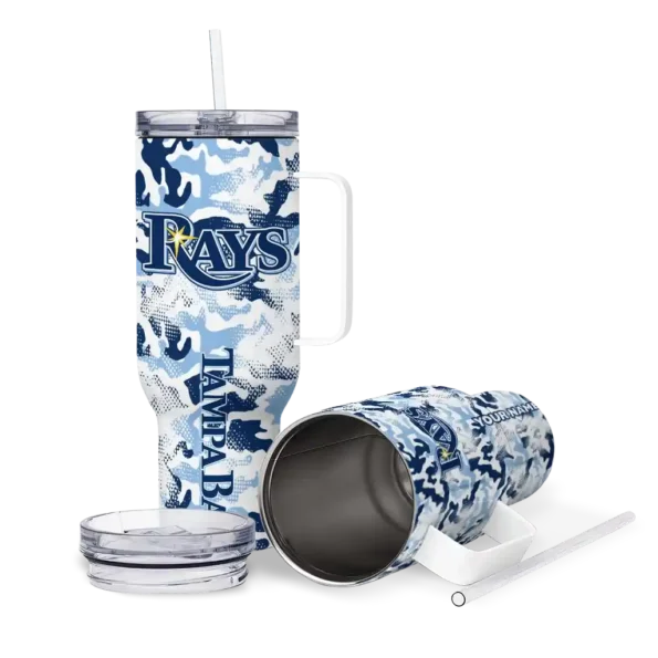 personalized tampa bay rays camo mashup navy white curved tumbler high quality 1.webp