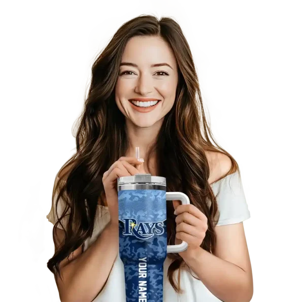 personalized tampa bay rays chevron stripe navy curved tumbler premium grade 1.webp