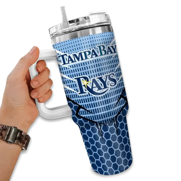 personalized tampa bay rays hex texture navy curved tumbler fashion forward 1.webp