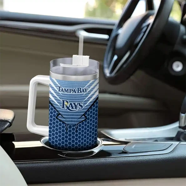 personalized tampa bay rays hex texture navy curved tumbler trendy 1.webp