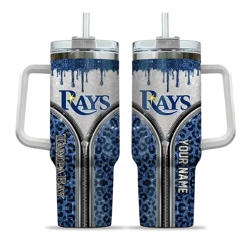 personalized tampa bay rays leopard zipper navy curved tumbler best selling 1.webp
