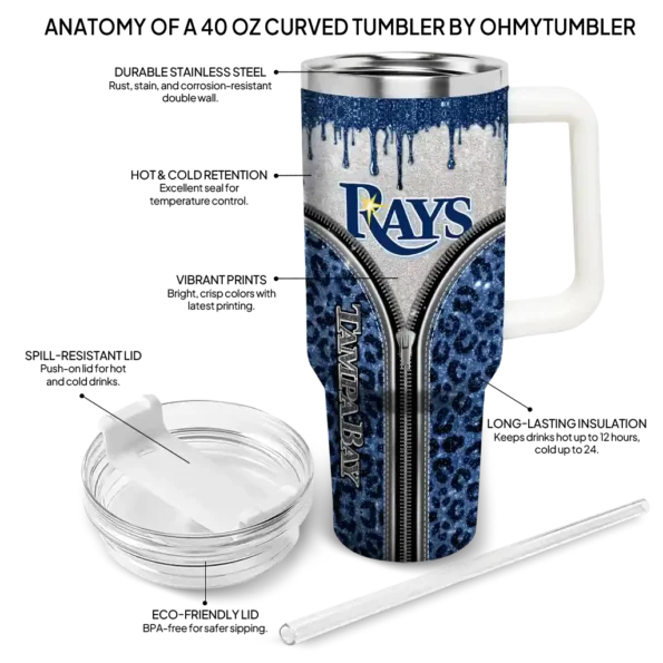 personalized tampa bay rays leopard zipper navy curved tumbler new arrival 1.webp