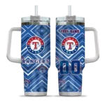 personalized texas rangers bold diamonds blue curved tumbler best selling 1.webp
