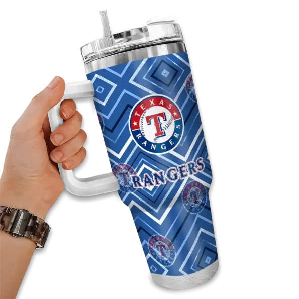 personalized texas rangers bold diamonds blue curved tumbler fashion forward 1.webp
