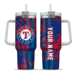 personalized texas rangers burst swirl blue curved tumbler best selling 1.webp