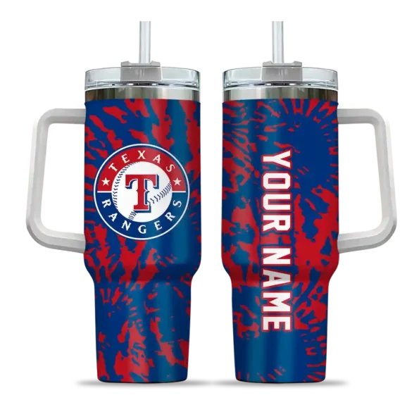 personalized texas rangers burst swirl blue curved tumbler best selling 1.webp