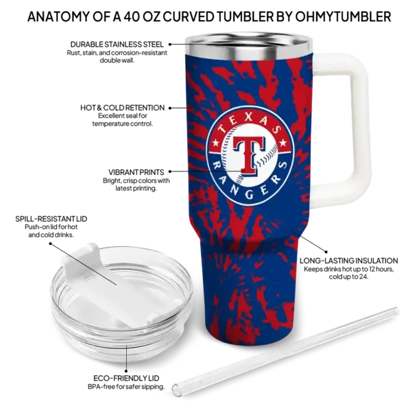 personalized texas rangers burst swirl blue curved tumbler new arrival 1.webp