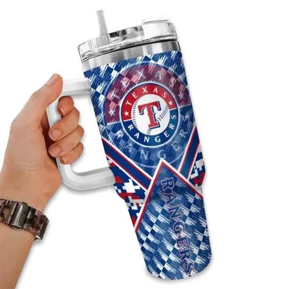 personalized texas rangers chevron angle blue curved tumbler fashion forward 1.webp