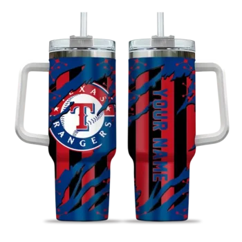 personalized texas rangers claw cut blue black curved tumbler best selling 1.webp