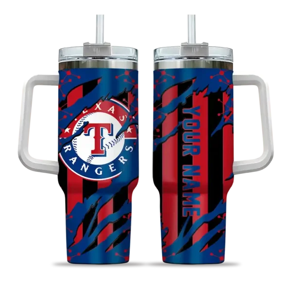 personalized texas rangers claw cut blue black curved tumbler best selling 1.webp