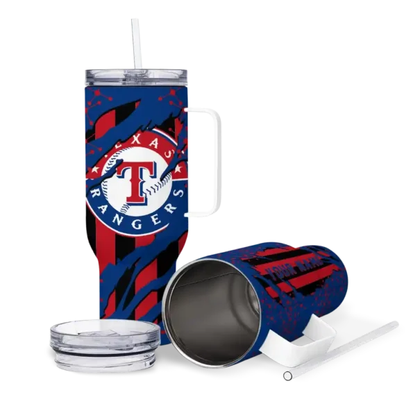 personalized texas rangers claw cut blue black curved tumbler high quality 1.webp