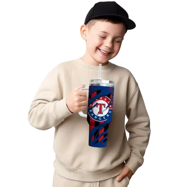 personalized texas rangers claw cut blue black curved tumbler latest model 1.webp