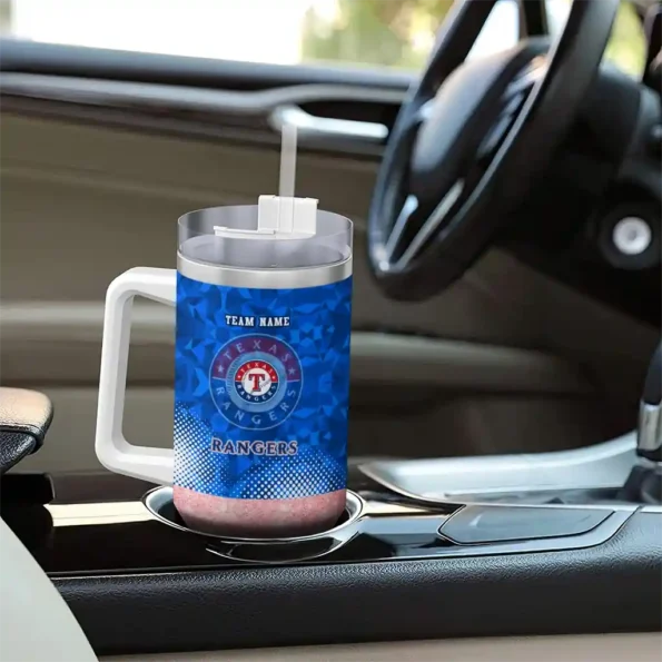 personalized texas rangers geometric prism blue curved tumbler trendy 1.webp