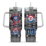 personalized texas rangers superman shield blue gray curved tumbler best selling 1.webp